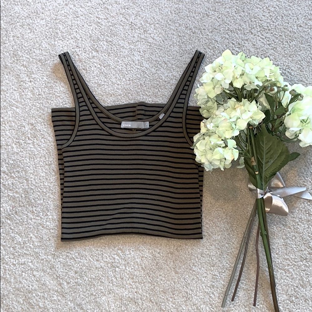 Vince Striped $75 Ribbed Pima Cotton/Modal Tank - Picture 3 of 5